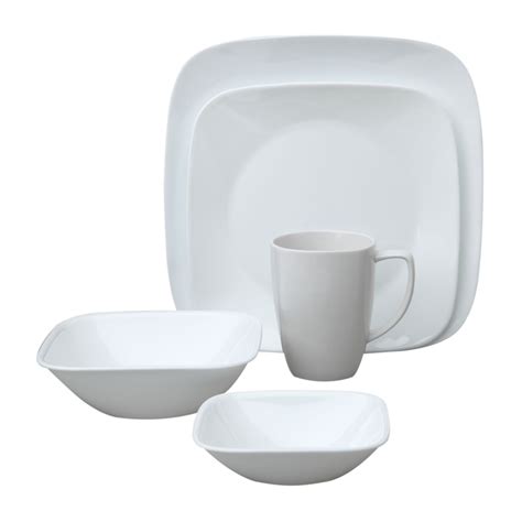 corelle square white dishes|More.